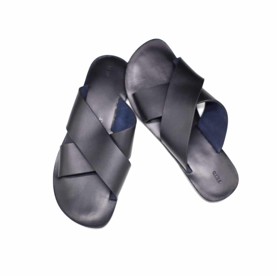 Tedros Cross Strap Leather Sandals