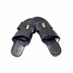 Men's Black Leather Slingback Sandals
