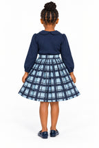 Girls' Blue &amp; Navy Check Pleated Skirt – Smart Casual &amp; Occasion Wear