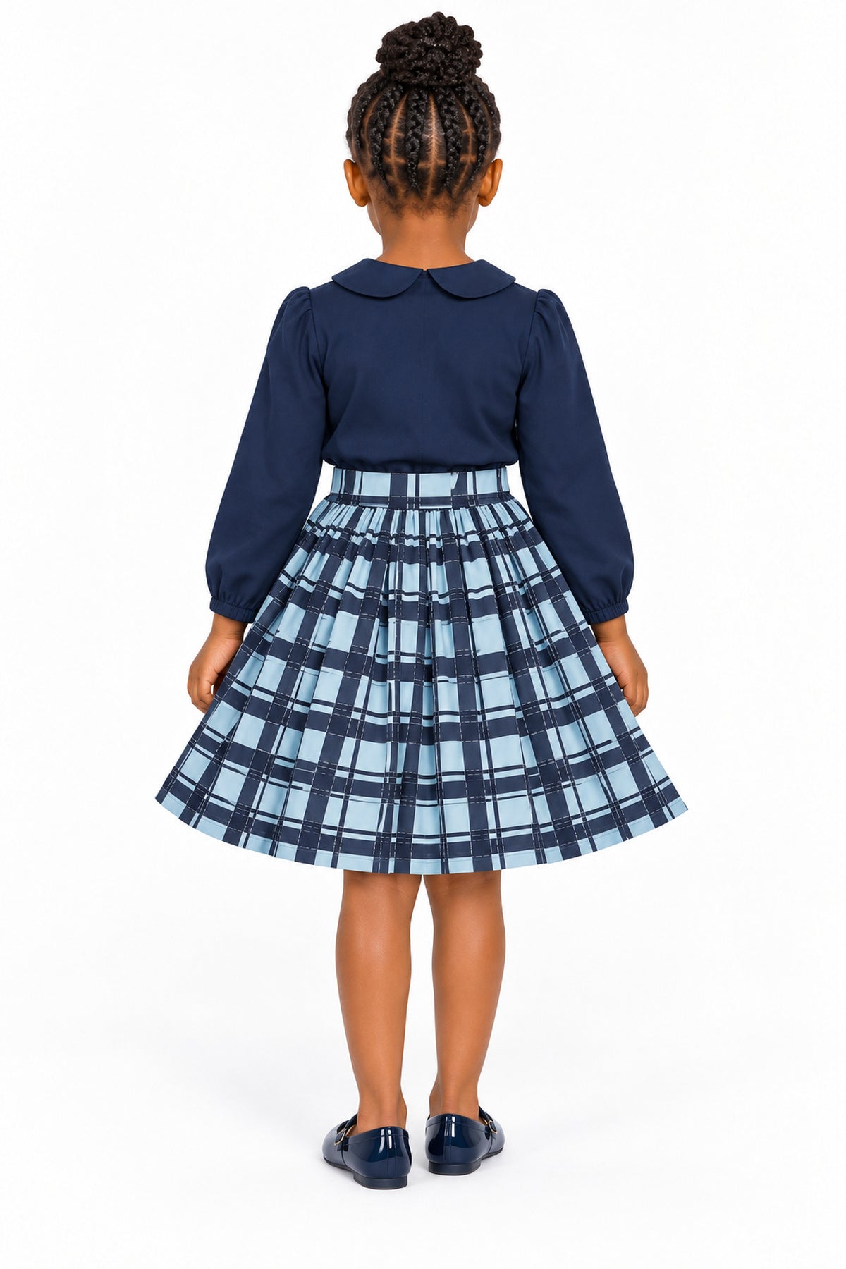 Girls' Blue &amp; Navy Check Pleated Skirt – Smart Casual &amp; Occasion Wear