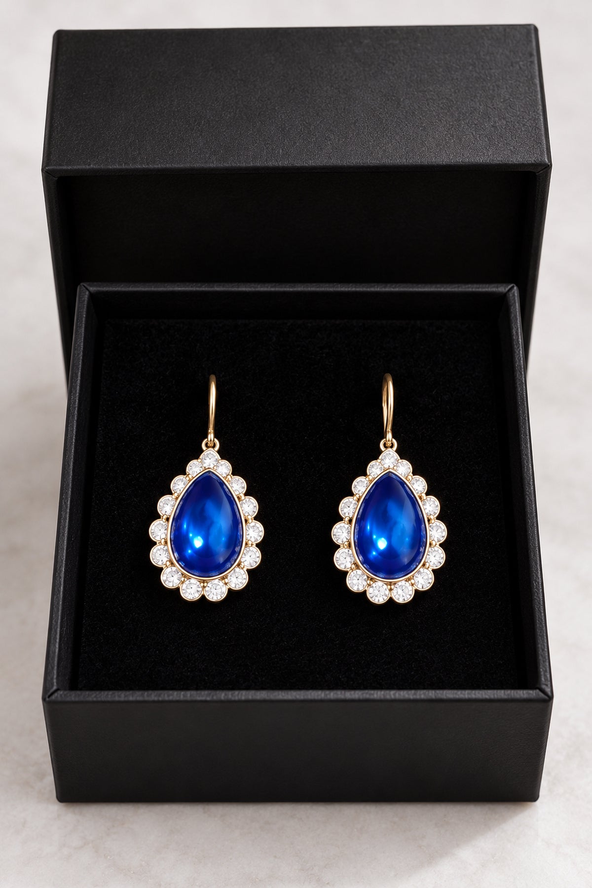 Elegant Teardrop Crystal Drop Earrings – Gold Tone Statement Jewellery – Various Colours