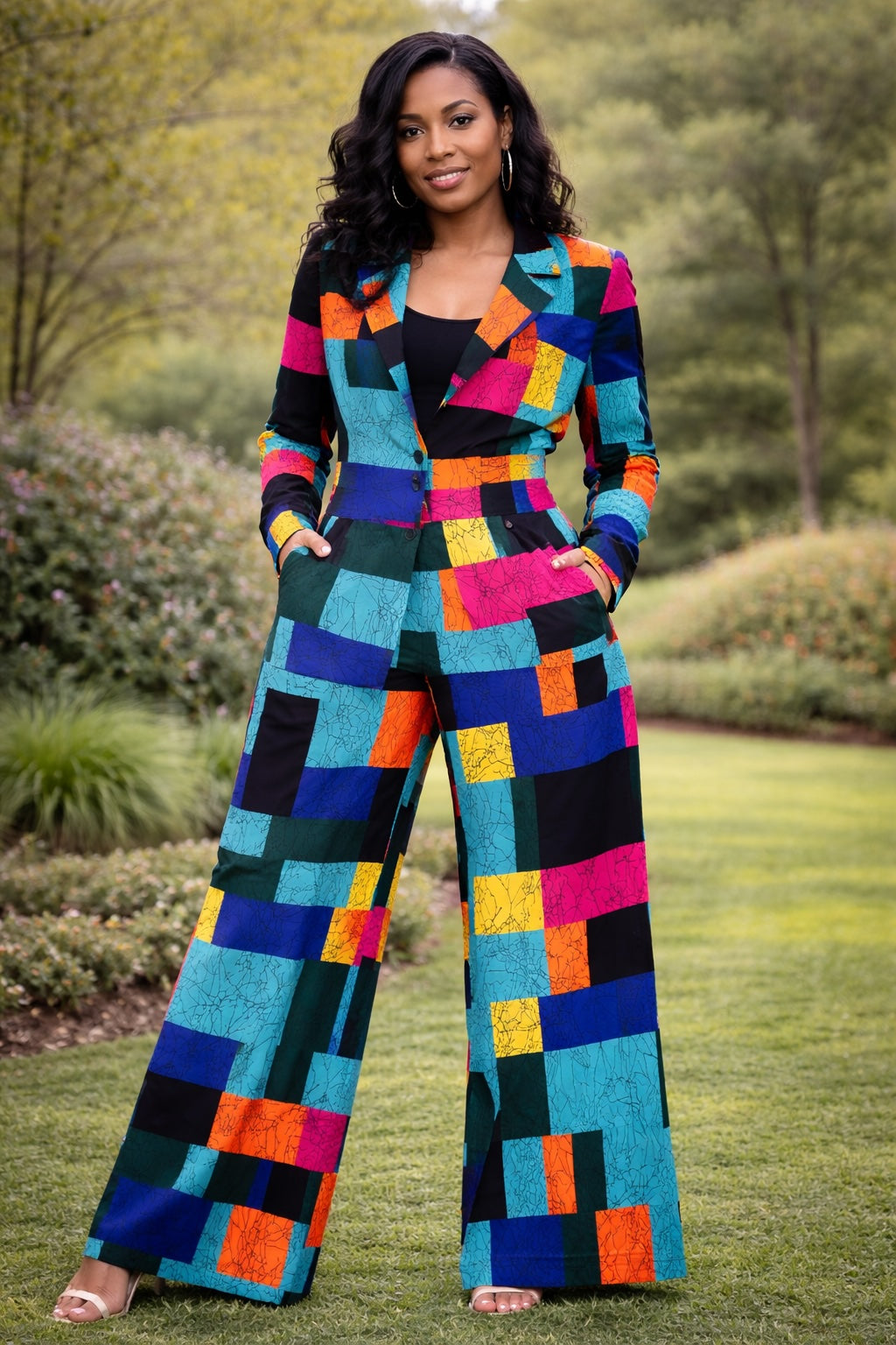 Women’s African Print Blazer and Wide Leg Trouser Coord Set
