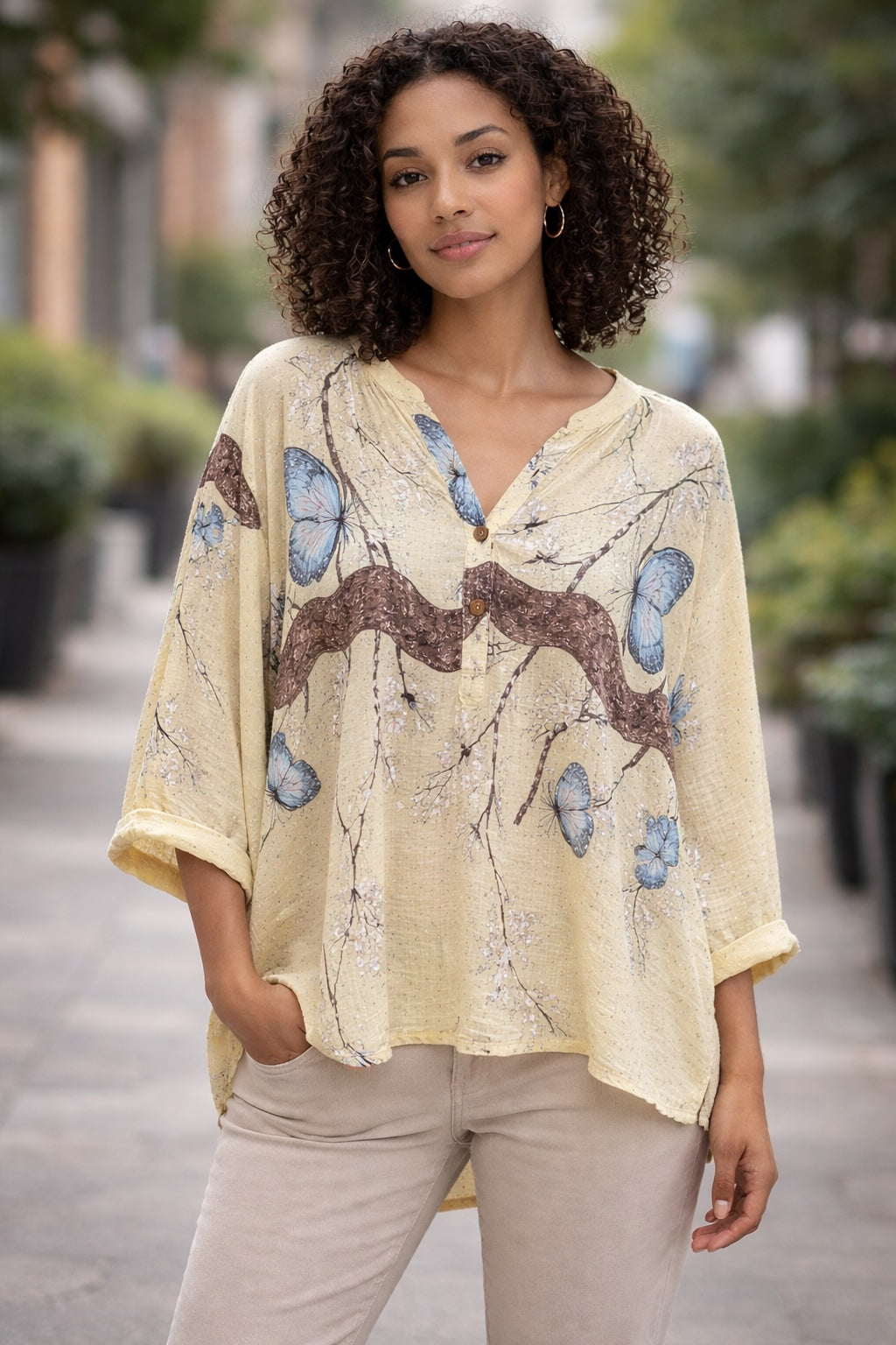Butterfly Relaxed Tunic Blouse