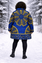 Akufo Blue & Gold Ankara Puffer Coat