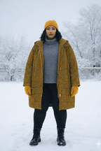 Brown African Print Quilted Padded Coat