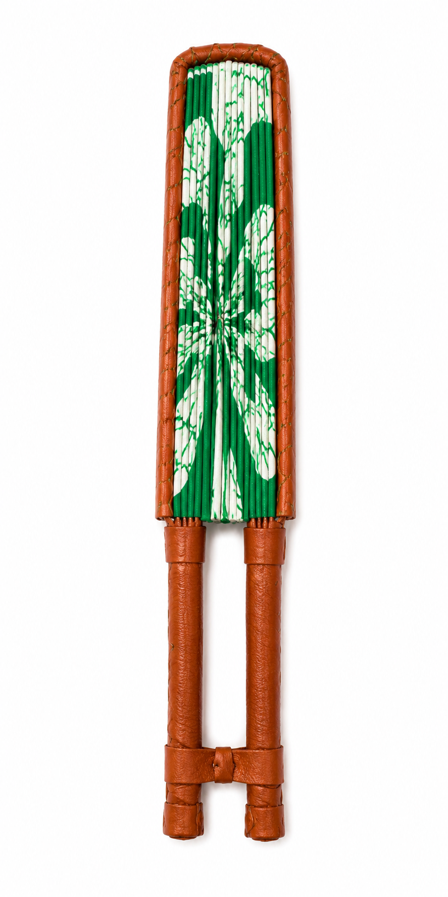 African Print Folding Hand Fan – Ankara Wax Print Fabric Fan with Leather Handle
