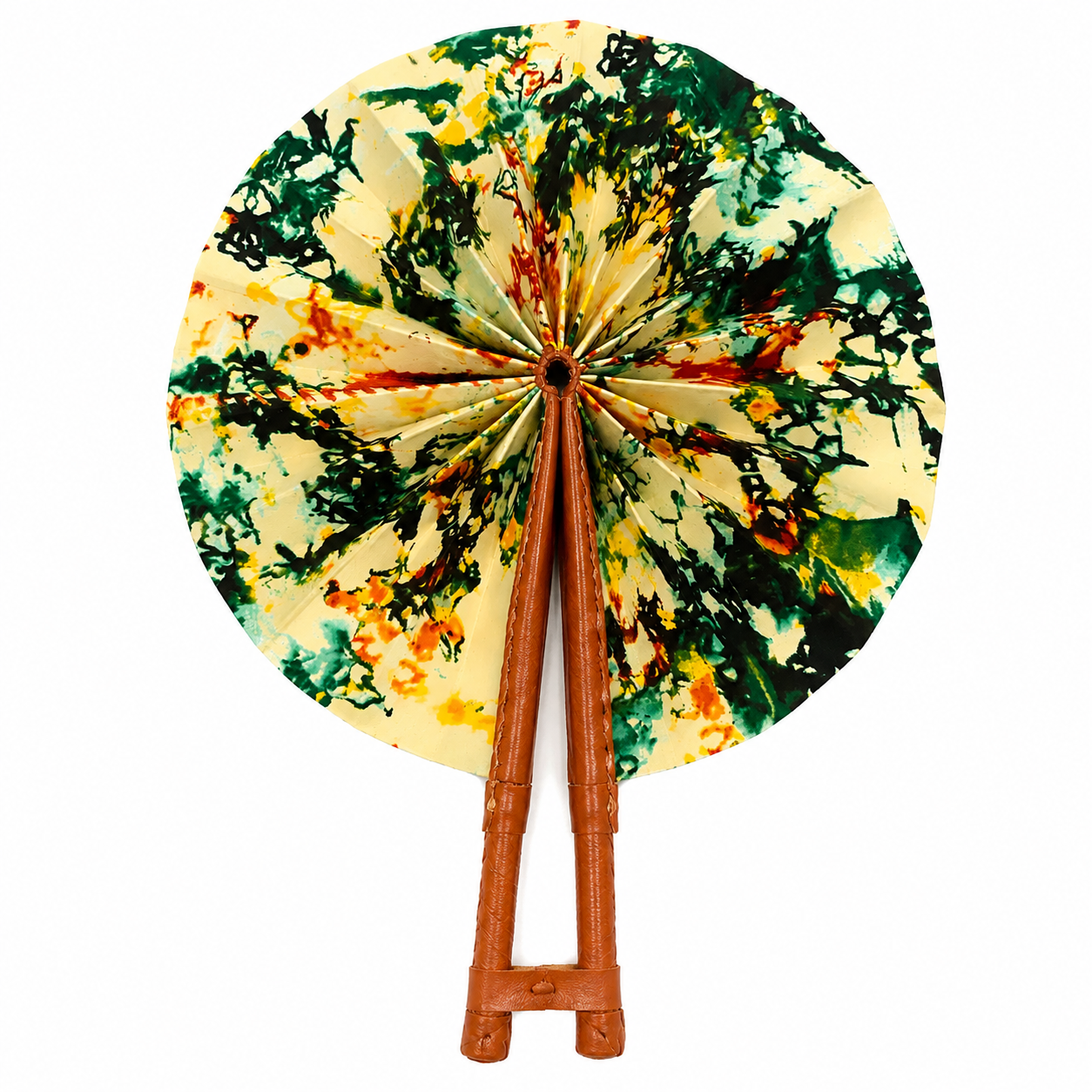 African Print Folding Hand Fan – Ankara Wax Print Fabric Fan with Leather Handle (Copy)