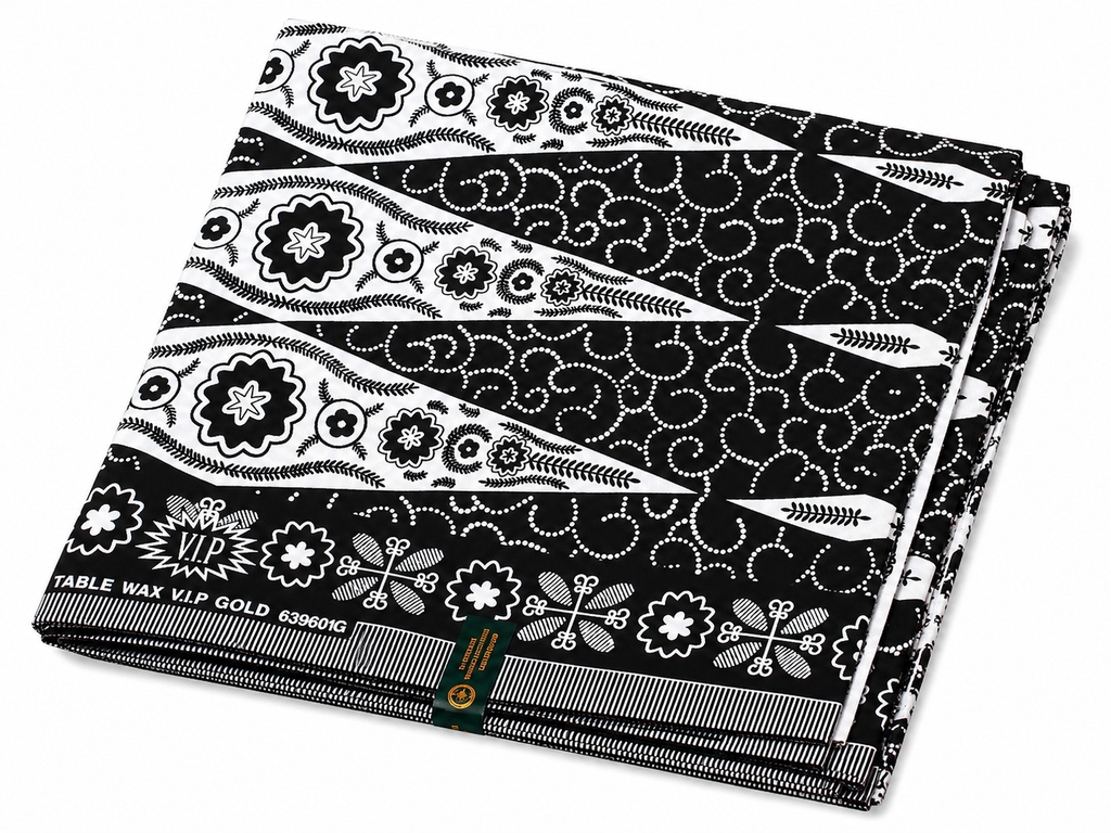 6-Yard Black and White Africa Print Ankara Fabric Wax Print Suitable For Any African  Apparel