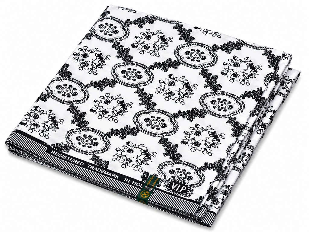 6-Yard Black and White Africa Print Ankara Fabric Wax Print Suitable For Any African  Apparel