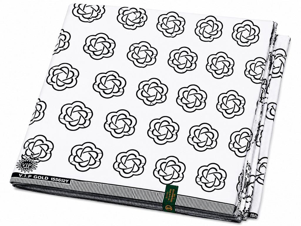 6-Yard Black and White Africa Print Ankara Fabric Wax Print Suitable For Any African  Apparel (Copy)