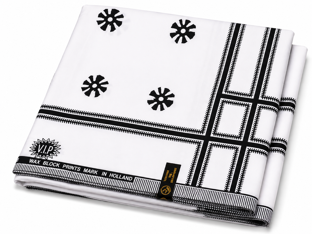 6-Yard Black and White Africa Print Ankara Fabric Wax Print Suitable For Any African  Apparel