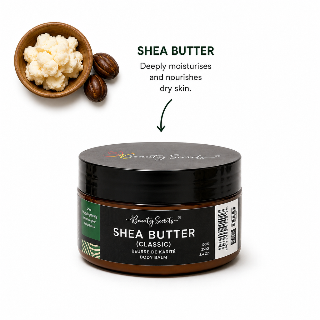 Beauty Secrets 100% Pure African Shea Butter Body Balm – Natural Moisturiser for Dry Skin, 200g