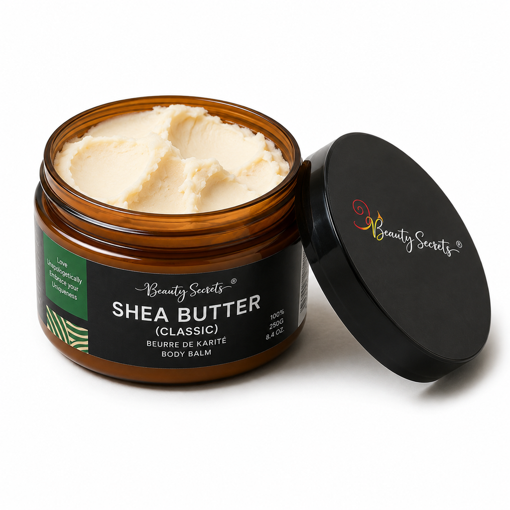 Beauty Secrets 100% Pure African Shea Butter Body Balm – Natural Moisturiser for Dry Skin, 200g