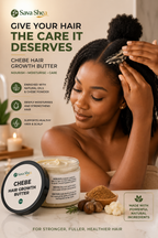 Sava Shea Chebe Hair Growth Butter with Shea Butter, Castor, Rosemary & Baobab Oil – 250g
