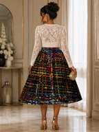 African Print Pleated Midi Skirt