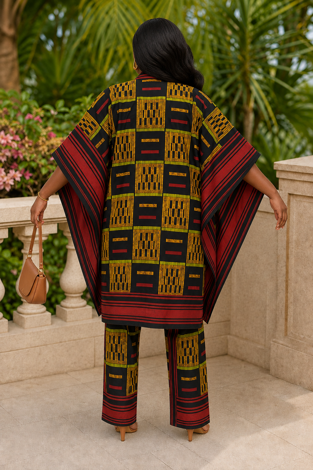 African Print Kimono (Aso-Oke) & Wide-Leg Trouser Set