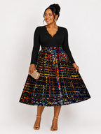 African Print Pleated Midi Skirt