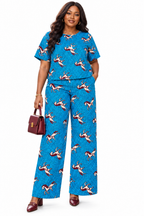 Debbie Ankara African Print Blue Two-Piece Top & Wide-Leg Trouser Set
