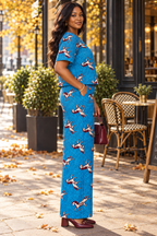 Debbie Ankara African Print Blue Two-Piece Top & Wide-Leg Trouser Set