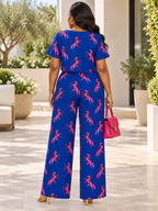 Mimi Ankara African Print Blue Two-Piece Top & Wide-Leg Trouser Set