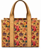 Floral Cork Tote Bag – Large Botanical Print Shoulder Handbag