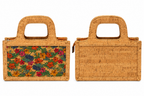 Cork Floral Print Handbag – Structured Top Handle Bag