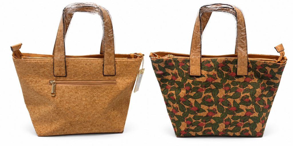 Printed Cork Tote Bag – Floral & Pineapple Everyday Handbag