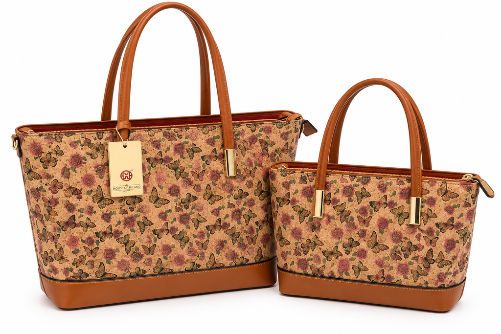 2-Piece Cork Tote Bag Set – Large & Small Matching Handbags