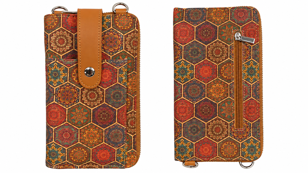 Printed Cork Crossbody Phone Wallet & Purse – Multi-Design Collection