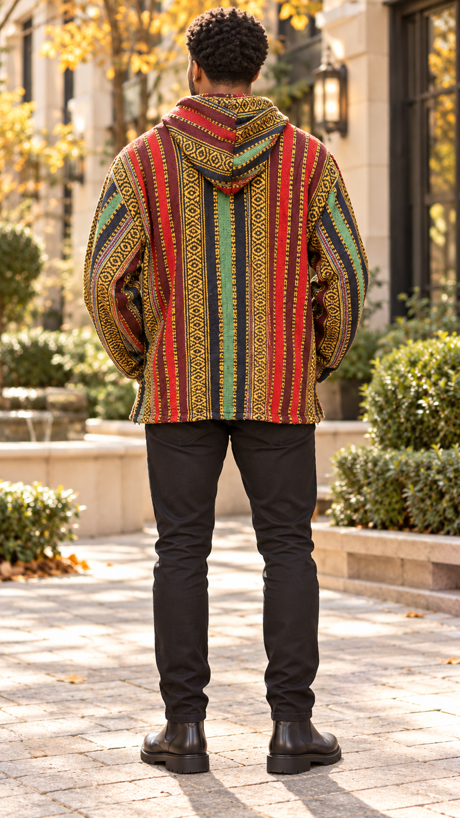 Men’s Multicolour African-Inspired Woven Hooded Jacket
