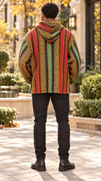 Men’s Multicolour African-Inspired Woven Hooded Jacket