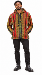 Men’s Multicolour African-Inspired Woven Hooded Jacket