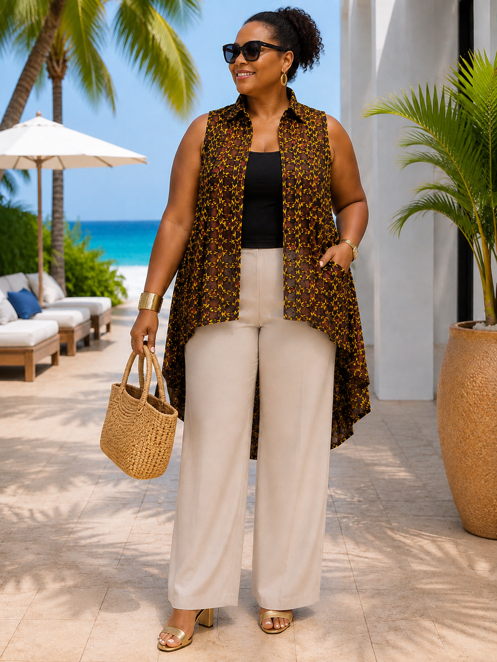Colourful Woven Asymmetrical Collared Kimono - Jessy