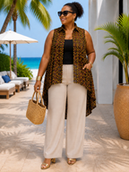 Colourful Woven Asymmetrical Collared Kimono - Jessy