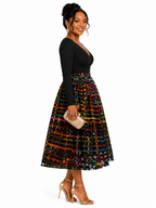 African Print Pleated Midi Skirt
