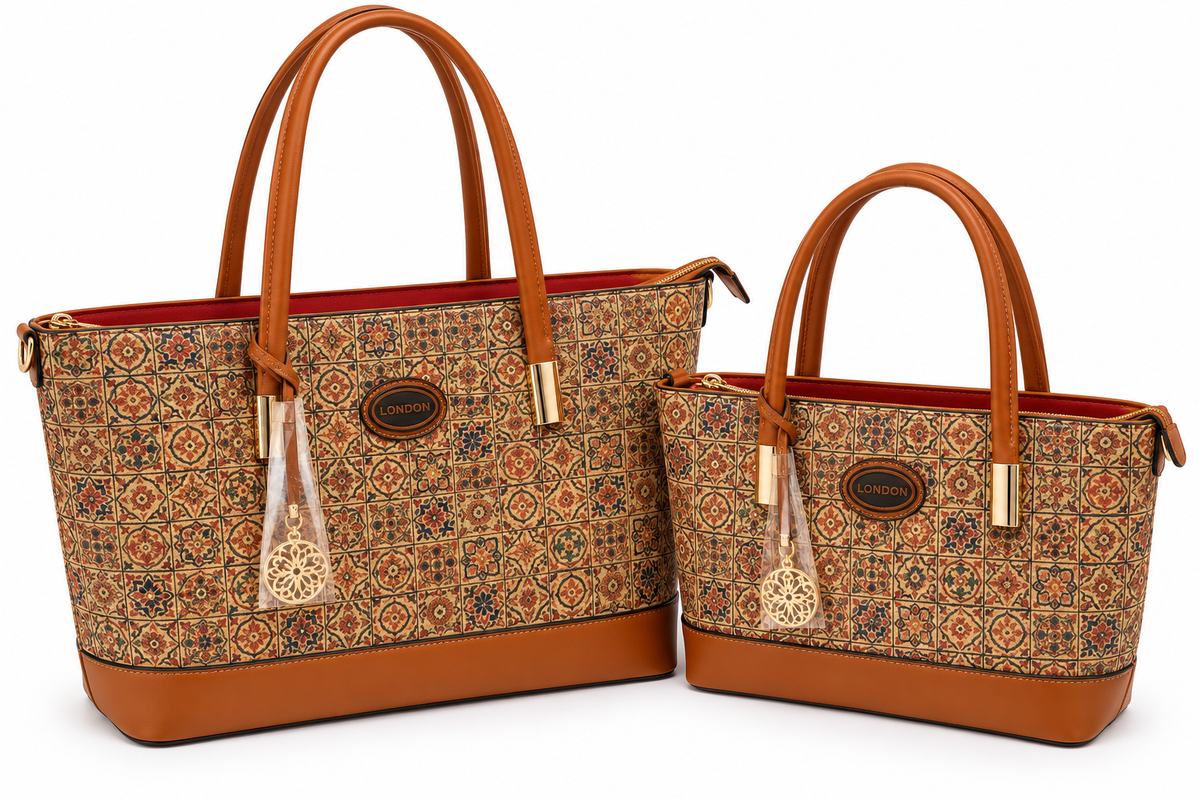 2-Piece Cork Tote Bag Set – Large & Small Matching Handbags