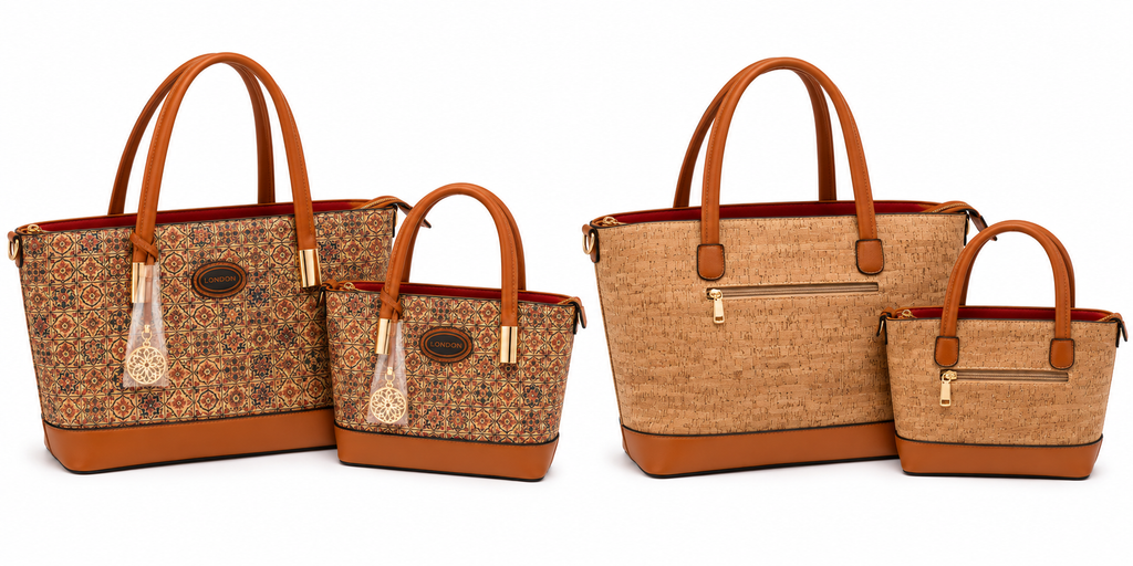 2-Piece Cork Tote Bag Set – Large & Small Matching Handbags