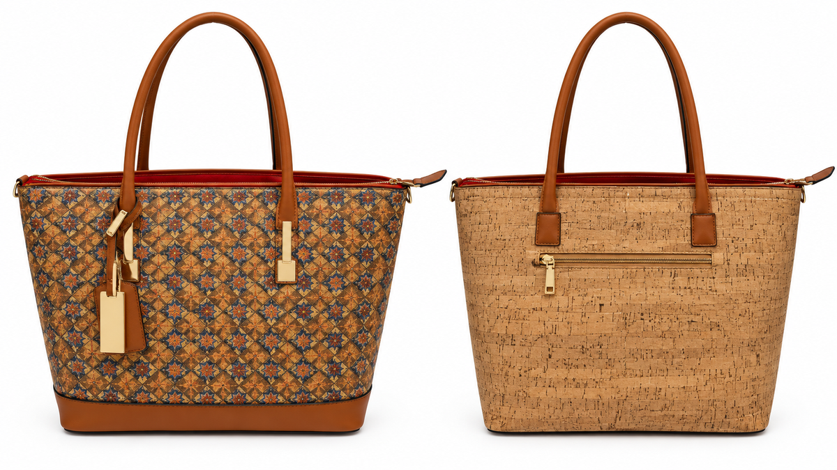 2-Piece Cork Tote Bag Set – Large & Small Matching Handbags