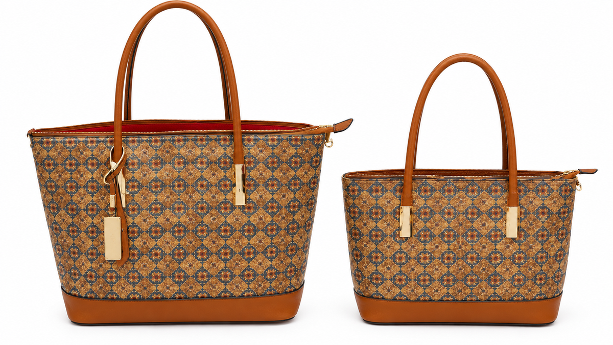 2-Piece Cork Tote Bag Set – Large & Small Matching Handbags
