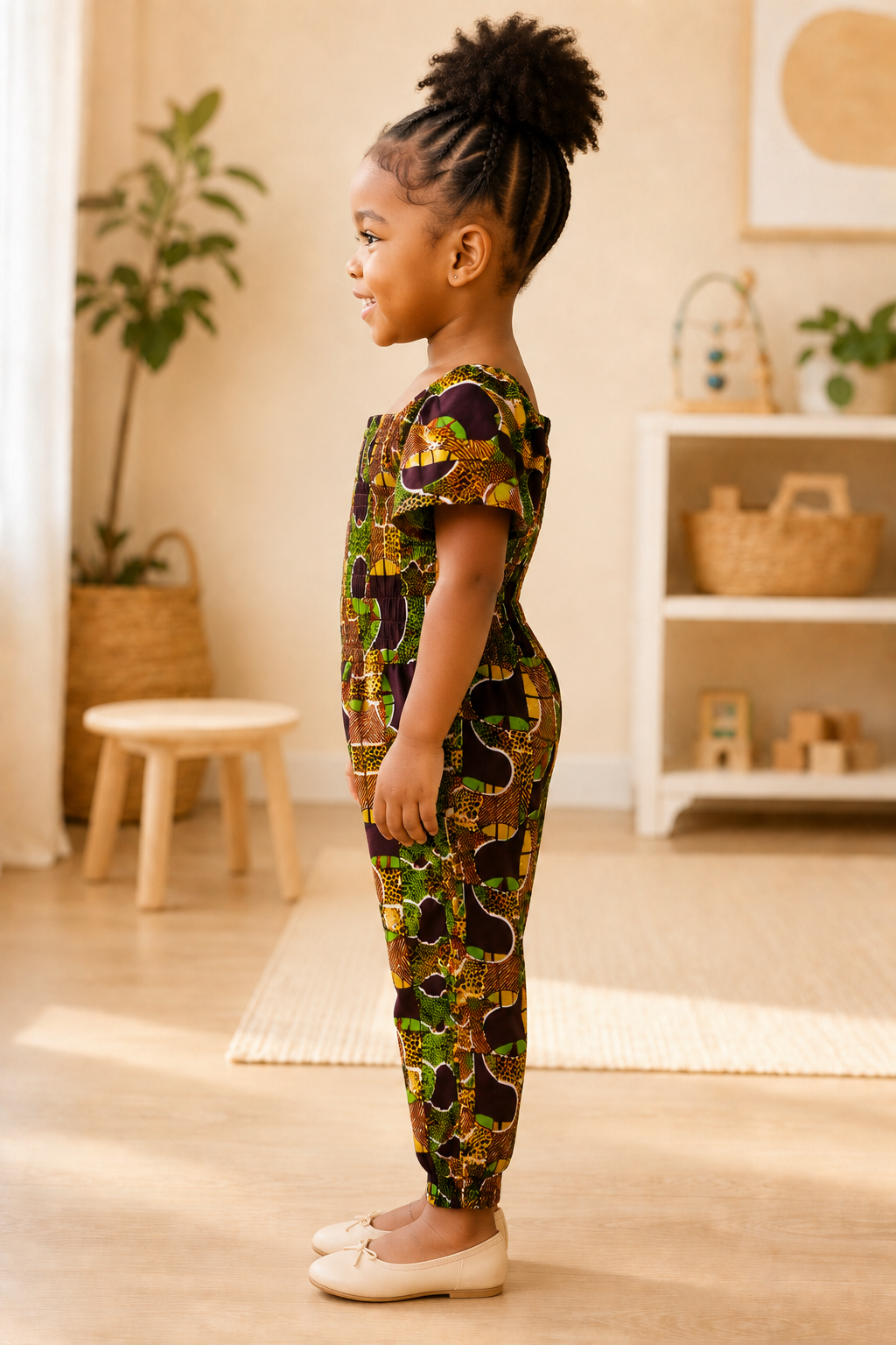Girls African Print Jumpsuit