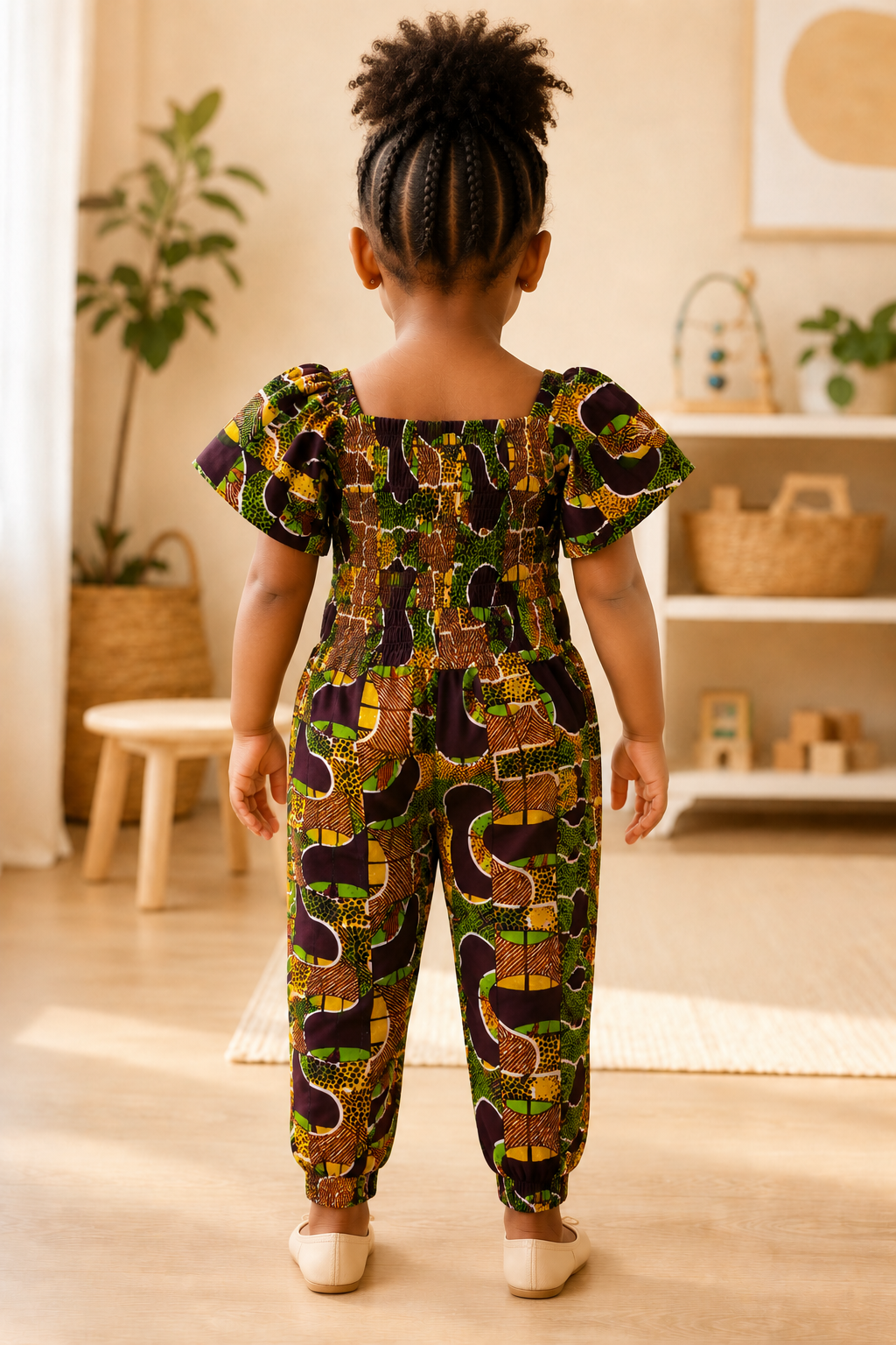Girls African Print Jumpsuit