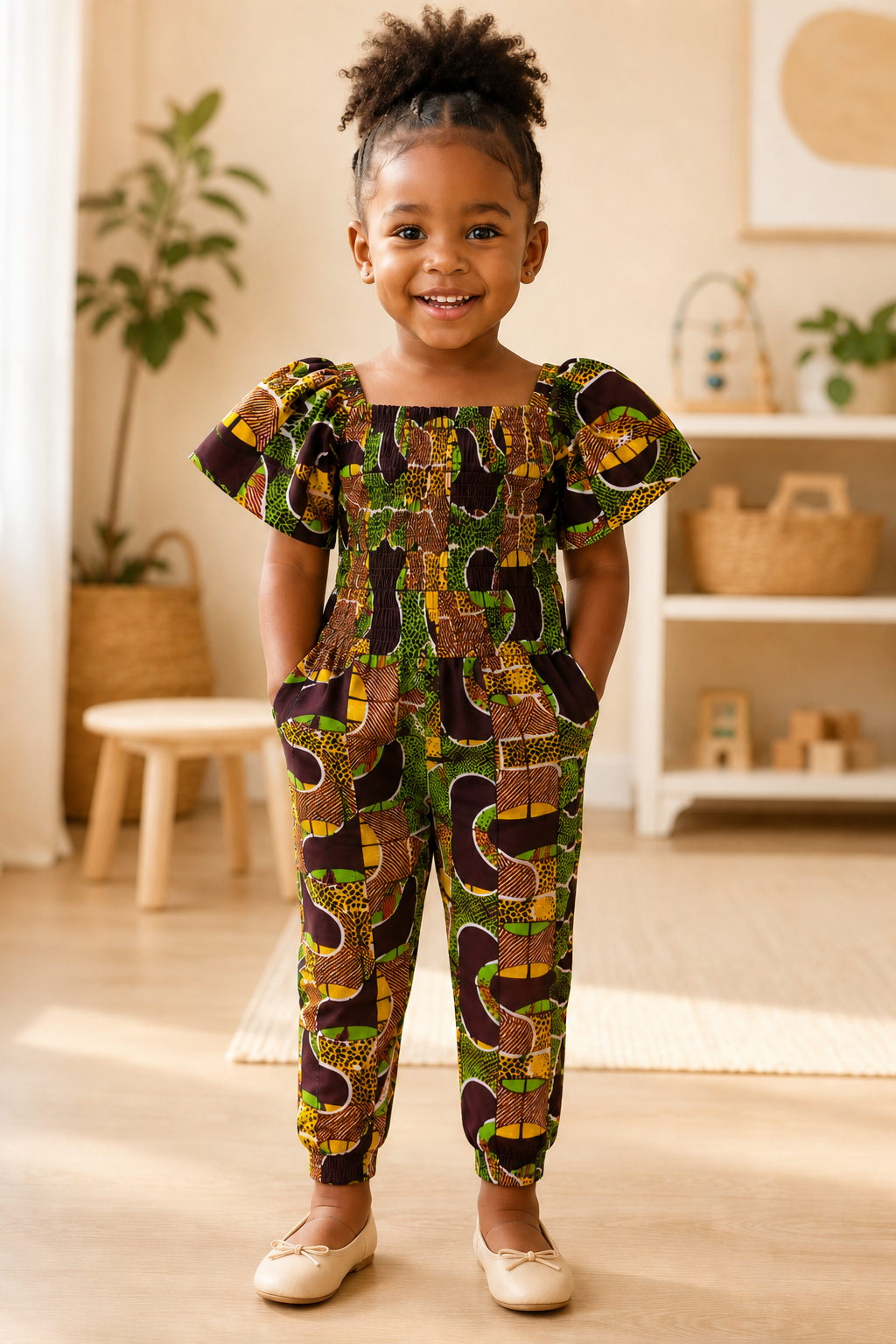 Girls African Print Jumpsuit