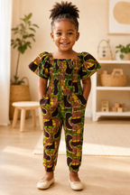 Girls African Print Jumpsuit