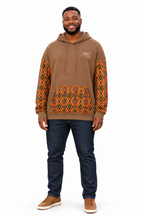 Afro-Fusion Hoodie – Unisex Ankara Print Brown Pullover Hoodie