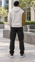 Afro-Fusion Hoodie – Unisex Ankara Print Grey Pullover Hoodie
