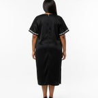 Black Embroidered Midi Kaftan Dress – Short Sleeve Relaxed Fit Dress