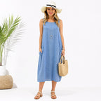 Women’s Stripy Cotton Sleeveless Dress – One Size Up to UK 18
