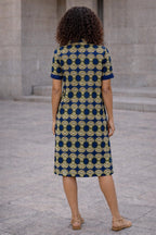 Blue African Print Shirt Midi Dress