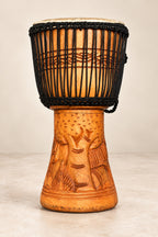 Traditional African Hand-Carved Wooden Djembe Drum – 25-Inch Height | 5 & 6-Inch Drum Face Options