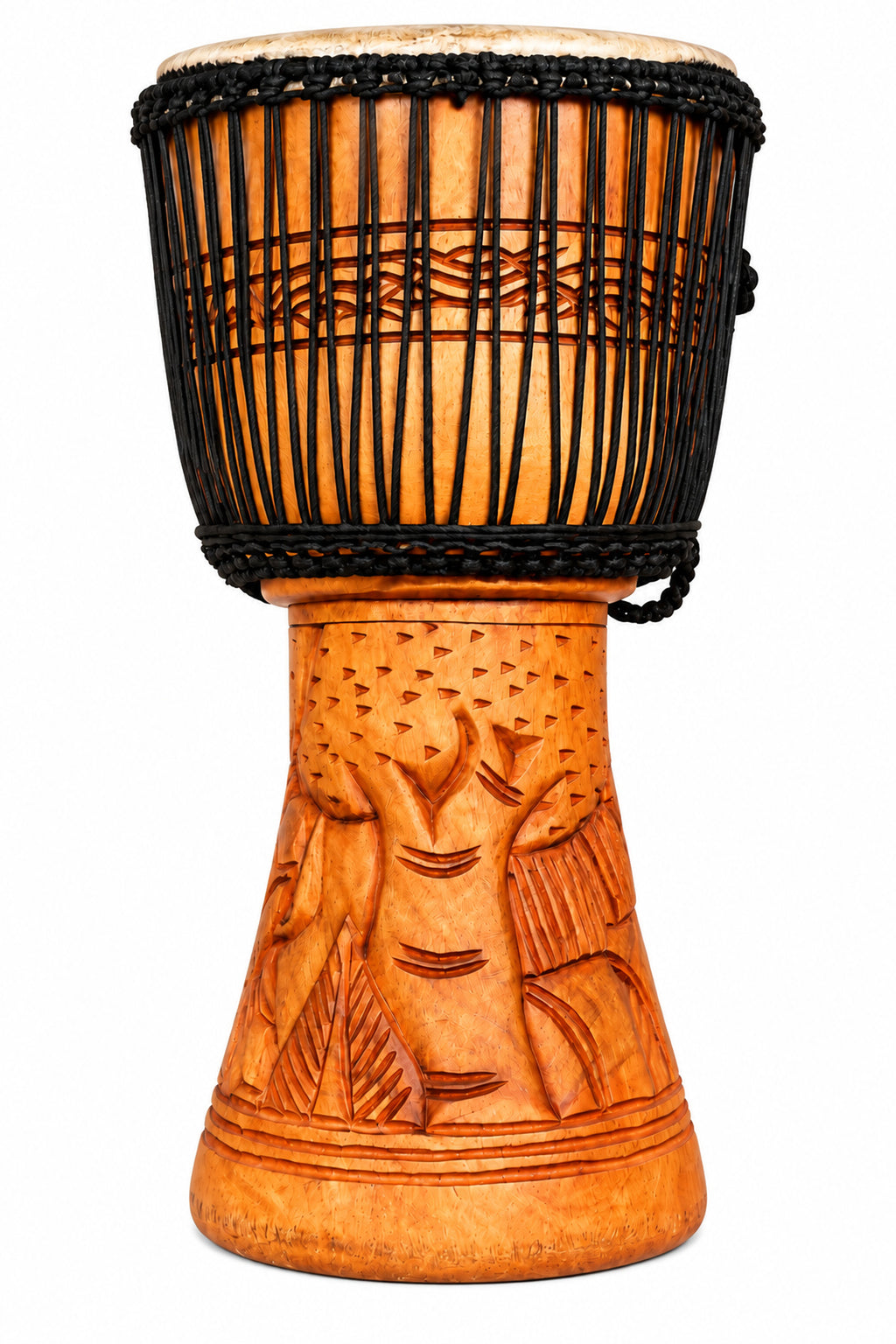 Traditional African Hand-Carved Wooden Djembe Drum – 25-Inch Height | 5 & 6-Inch Drum Face Options